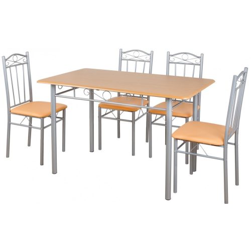 Étkezőasztal szett 4 db kárpitozott székkel bükk BC FUR-102-Beige