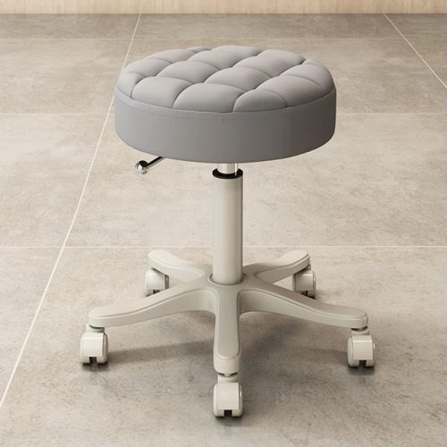 BeComfort GS-Grey gurulós kozmetikai szék állítható magassággal, kör ülőkés, szürke